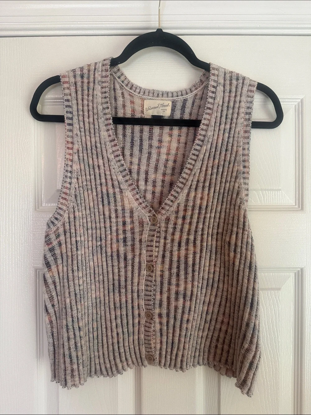 Universal Thread Ribbed Multicolor Button-Up Knit Vest - Picture 1 of 4